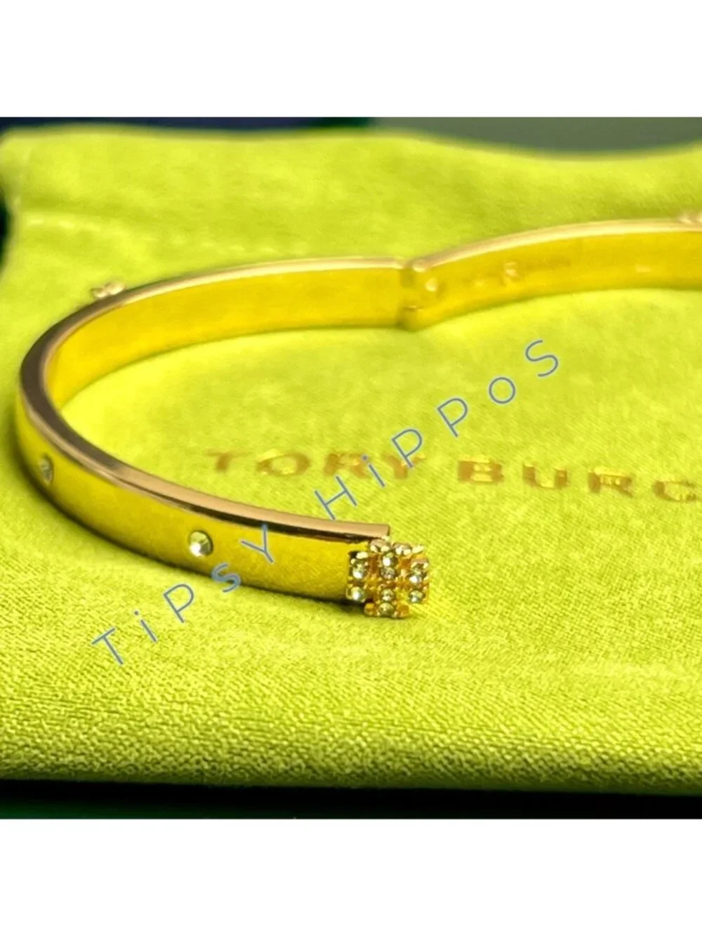 NEW! Beautiful Tory Burch Kira Gold Bangle with Crystal Accents 10168